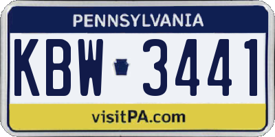 PA license plate KBW3441