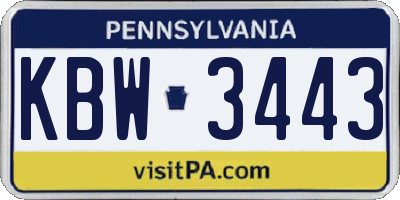 PA license plate KBW3443