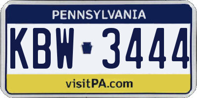 PA license plate KBW3444