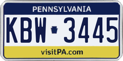PA license plate KBW3445