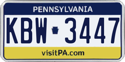 PA license plate KBW3447