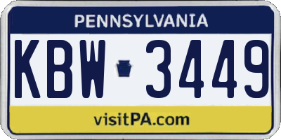 PA license plate KBW3449
