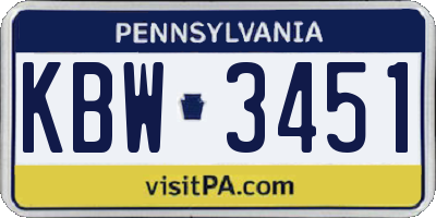 PA license plate KBW3451