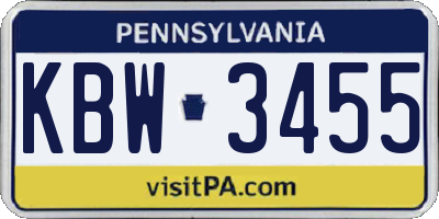 PA license plate KBW3455