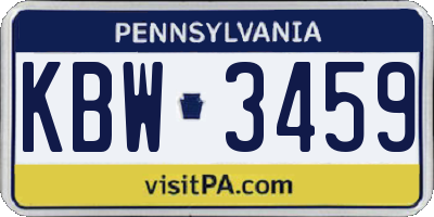 PA license plate KBW3459
