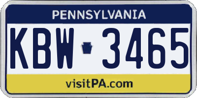 PA license plate KBW3465