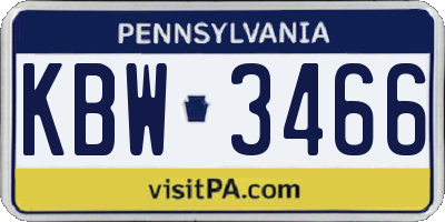 PA license plate KBW3466