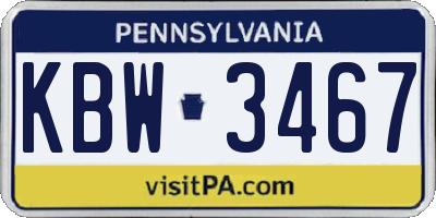 PA license plate KBW3467