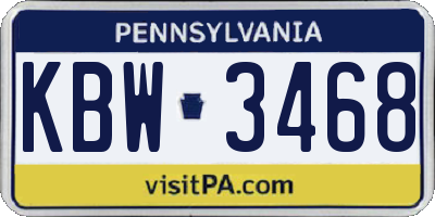 PA license plate KBW3468