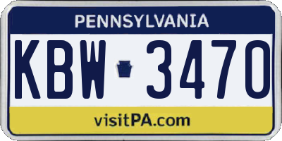 PA license plate KBW3470