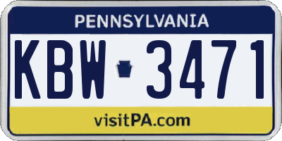 PA license plate KBW3471