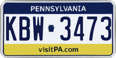 PA license plate KBW3473
