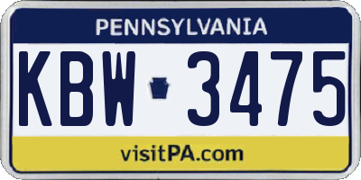 PA license plate KBW3475
