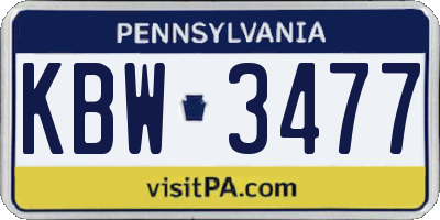 PA license plate KBW3477