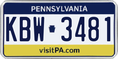 PA license plate KBW3481