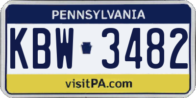 PA license plate KBW3482