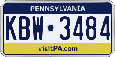 PA license plate KBW3484