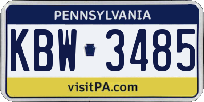PA license plate KBW3485