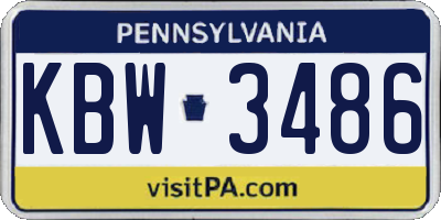 PA license plate KBW3486