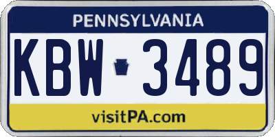 PA license plate KBW3489