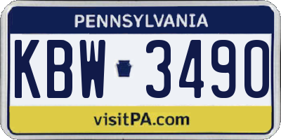 PA license plate KBW3490