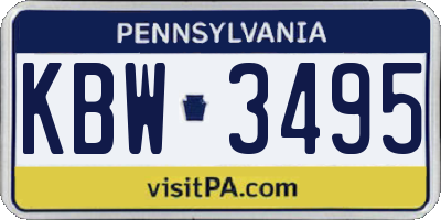 PA license plate KBW3495