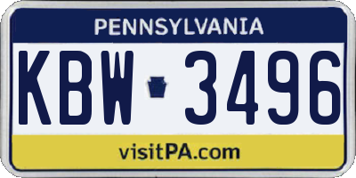 PA license plate KBW3496