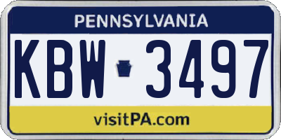 PA license plate KBW3497