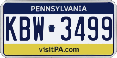 PA license plate KBW3499