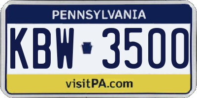 PA license plate KBW3500