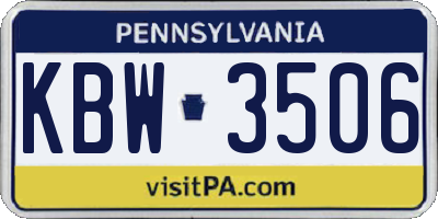 PA license plate KBW3506
