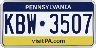 PA license plate KBW3507
