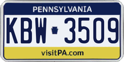 PA license plate KBW3509