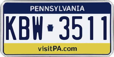 PA license plate KBW3511