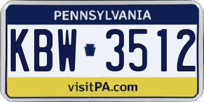 PA license plate KBW3512