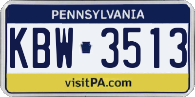 PA license plate KBW3513