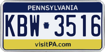 PA license plate KBW3516