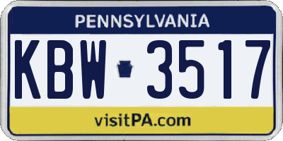 PA license plate KBW3517