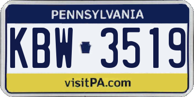PA license plate KBW3519
