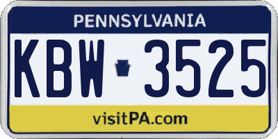PA license plate KBW3525