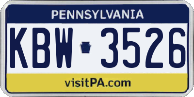 PA license plate KBW3526