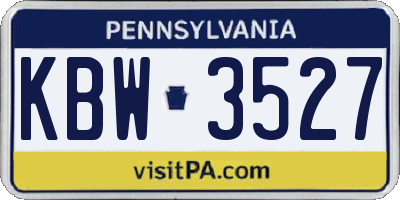 PA license plate KBW3527