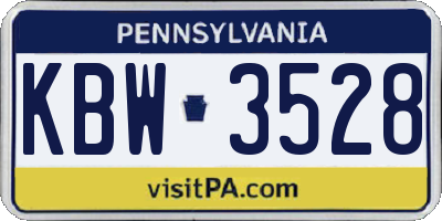 PA license plate KBW3528