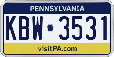 PA license plate KBW3531