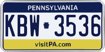 PA license plate KBW3536