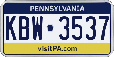 PA license plate KBW3537