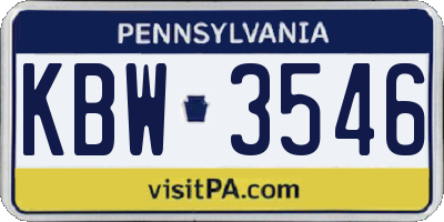 PA license plate KBW3546