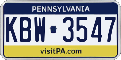 PA license plate KBW3547
