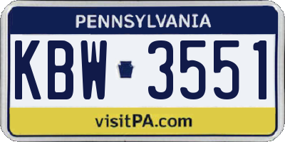 PA license plate KBW3551