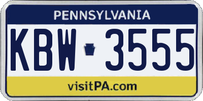 PA license plate KBW3555